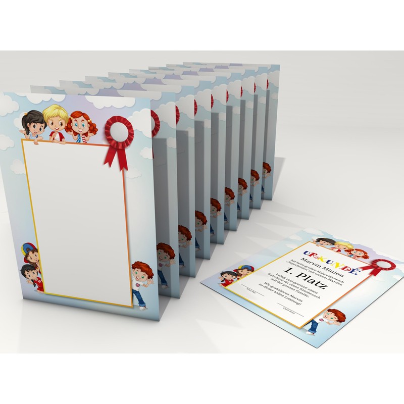Children's Certificate Paper, 50 Sheets, Modern, for Certificates, DIN A4