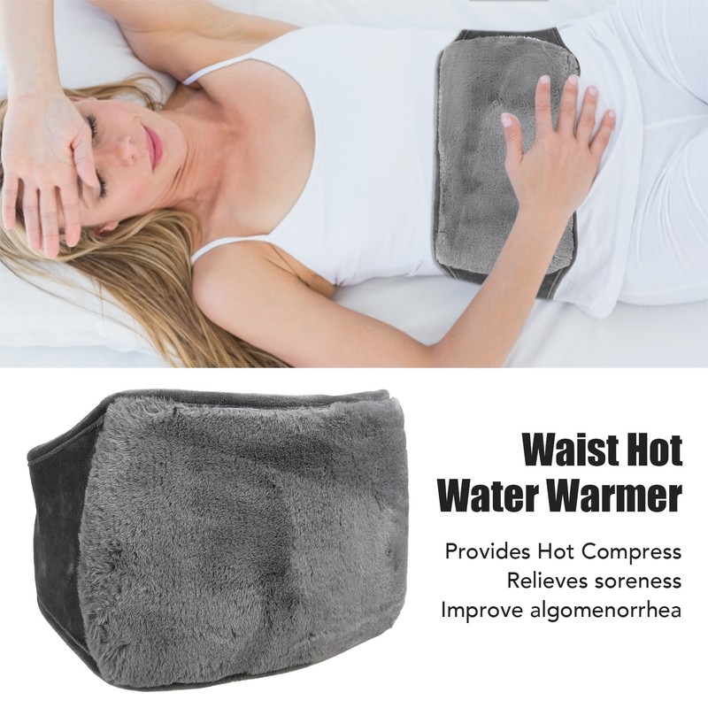 Uterus Warming Waist Belt Dark Gray Adjustable Thick Soft Plush