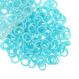 200 Pcs Solid Color Cotton Hair Ties for Women Girls' Elastics Hair Ties Seamless Ponytail Holder (Light Blue)