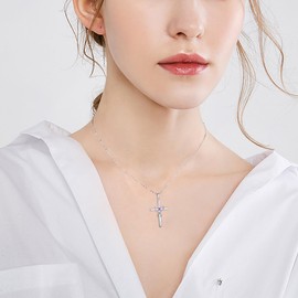 EVER FAITH 925 Sterling Silver May Birthstone Cross Necklace for Women, Green Heart Cubic Zirconia Infinity Pendant Mother's Day Jewellery Gift for Her, Sterling Silver Cubic Zirconia, Cubic Zirconia