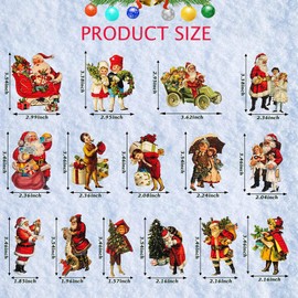 46 Pcs Christmas Victorian Style Wood Ornaments Decorations, Vintage Santa Claus Kids Wood Hanging Signs Pendant for Home Door Windows Xmas Party Decoration