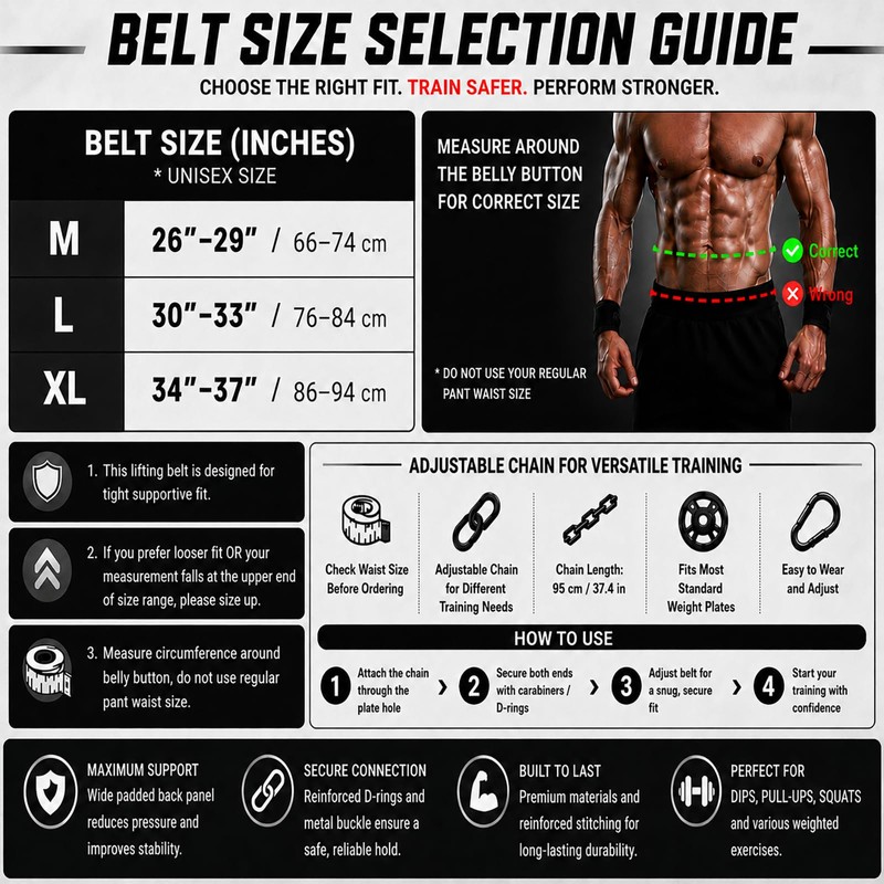 SolidFit 2-in-1 Weight Lifting Belt and Dip Belt for Weightlifting,