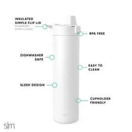 Simple Modern Filtered Water Bottle | Insulated Stainless-Steel Carbon Filter Travel Water Bottles | Reusable for Clean Drinking Water On The Go | 24oz, Winter White