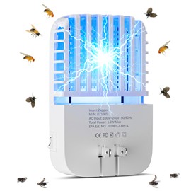 Mosalogic Bug Zapper - Matamoscas electrónico para interiores con luz UV para uso en interiores, zapatillas compactas para insectos voladores, mosquiteros, polillas, moscas (blanco, 1 unidad)