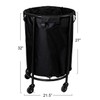 Household Essentials Round Laundry Hamper, Metal Frame with Wheels, Heavy
