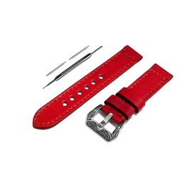 NICKSTON Red Brushed Genuine Leather Strap Compatible with Garmin Approach S12 S40 S42 and Vivoactive 3 Smartwatches Band Pins Tool B20 (5. Rose Gold Color Smooth Buckle)
