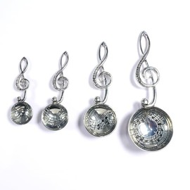 Yulinmon Musical Note 4 Pack Metal Measuring Spoons Set with Magnetic Stainless Steel Leveler, Thin Hanging Knob Lanyard, for Accurately Measuring Spice Amounts In Kitchen Cooking and Baking
