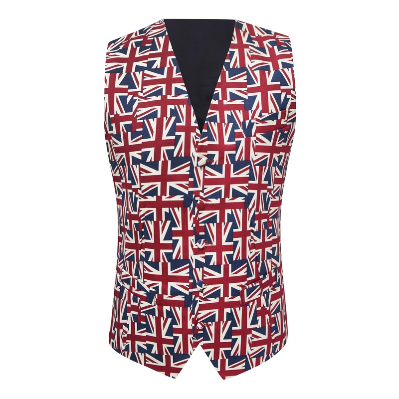 King & Priory Union Jack Flag Waistcoat , Red /