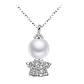 BiBeary Women elegant 925 Sterling Silver simulated Pearl little stars doll Necklace