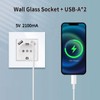 JIMEIDA Single Socket with 2 USB Glass White with Hooks