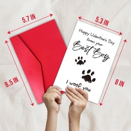 TQDaiker Funny Valentines Card for Husband Wife, Best Boy Best Girl Card from Pet, Paw Card for Dog Dad Dog Mum, “i Woof You”