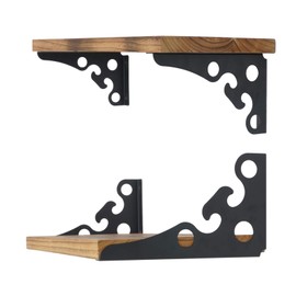 OVOV Decorative Wall Brackets 4 Pack Floating Shelf Brackets 6inch Retro Black Multifunctional Corner Brace Shelf Support with Screws (Black 4pcs) 6inch