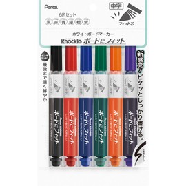 Pentel Dry Erase Markers, Fit Board, Medium Point, 6 Colors, EMWL5SBF6ST
