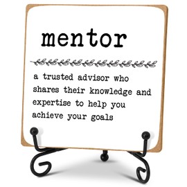 Mentor Definition Home Office Desk Decor Wood Plaque with Stand, Thank You Appreciation Gift for Mentor Boss Women Best Mom Teacher Motivational Desk Decor -A15