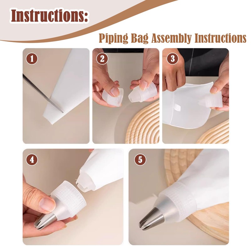 9-Piece Reusable Piping Bags and Tips Set- Cotton Baking Kit
