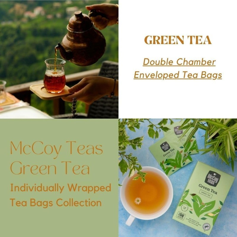 McCoy Teas Green Tea Bags Individually Wrapped Collection with Premium