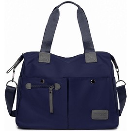 YouNuo Women's Casual Water-resistant Nylon Handbag Portable Lightweight Top Handle Totes Shoulder Bags,Blue,Large