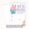 Cupcake Invitations Birthday (20 Count With Envelopes) - Watercolor Cupcakes