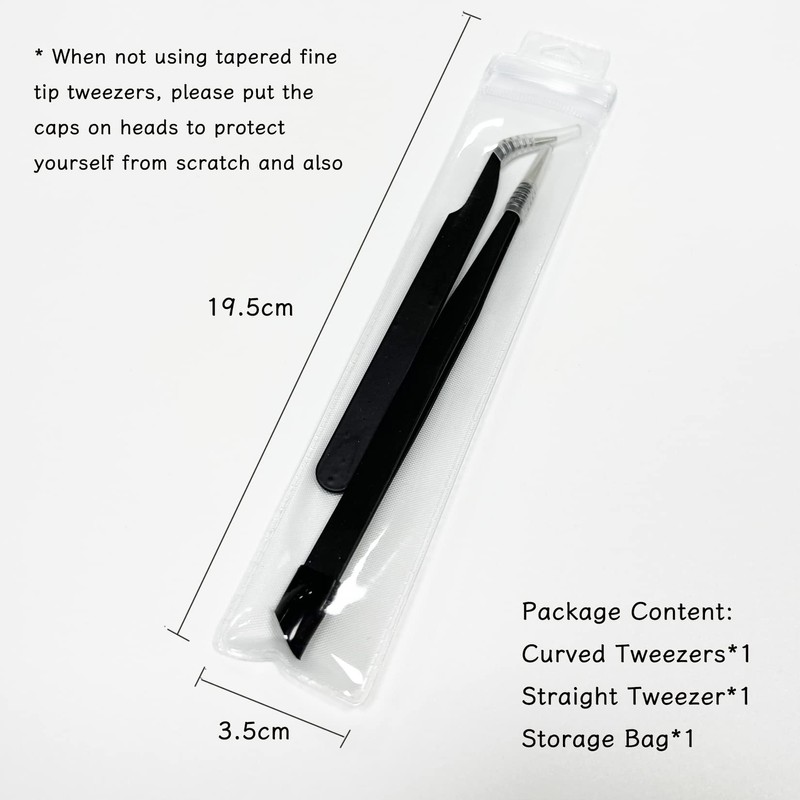 2 PCS Nail Art Tweezers, Straight and Curved Tip Picker
