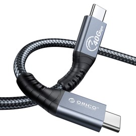 ORICO Cable for Thunderbolt 4, Compatible with Thunderbolt 3/USB4, Transfer Rate 40Gbps, 8k@60Hz (Two Displays 4k @ 60Hz) with PD 100W (20V/5A) for PC, eGUP and Laptops (Straight, 0.8M)