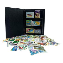 IMPACTO COLECCIONABLES Collection of 100 Sea Animals Stamps with Album (14 x 18 x 1 cm) | Expand your stamp collection with genuine stamped stamps