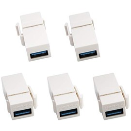 Adaptador Keystone USB 3.0 A hembra a hembra USB 3.0 A Keystone conector adaptador acoplador de enchufe para panel de toma de placa de pared (blanco/paquete de 5)