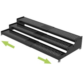 Jojocross Metal Spice Rack Organizer for Cabinet, 3 Tier Expandable Spice Storage shelf, Great for Kitchen Cabinet, Cupboard,Pantry and Countertop More,Metal plate with hole(1PACK/BLACK)