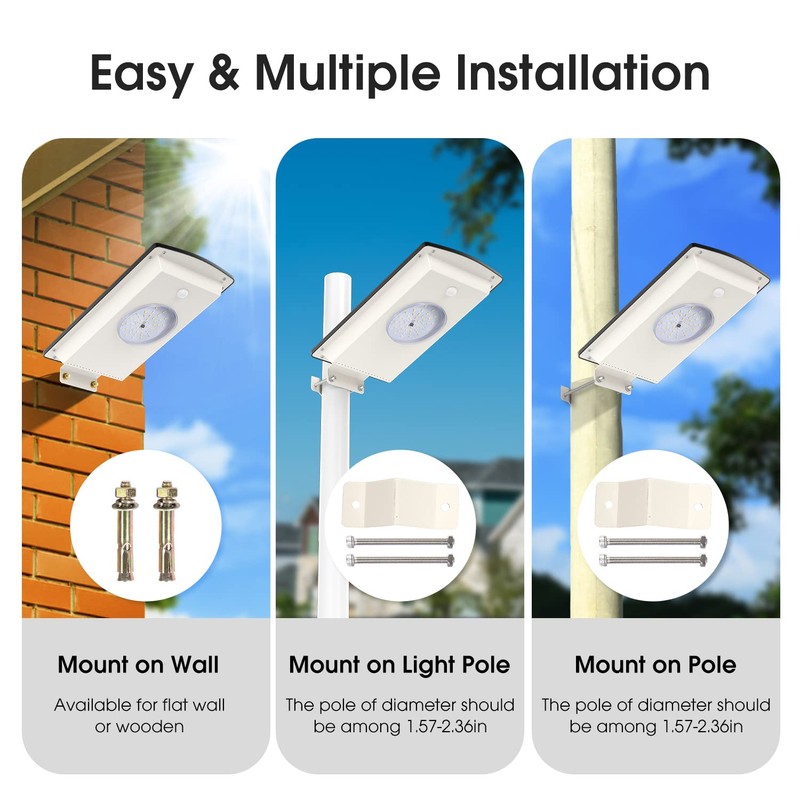 Malitupy Solar Street Lights Outdoor, Cool White/Warm White Solar Street