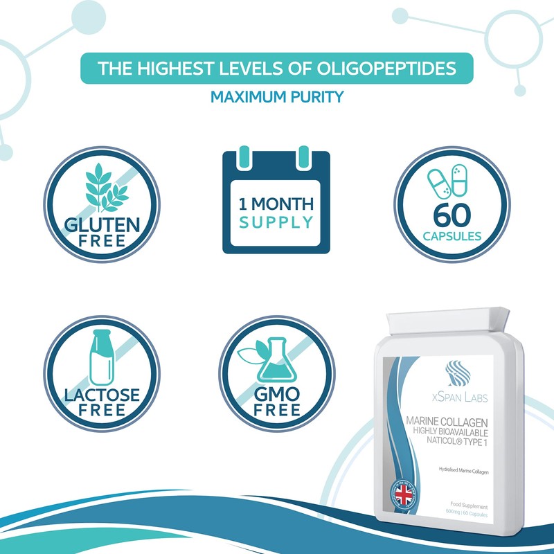 Marine Collagen 600mg 60 Capsules - Highly Bioavailable Naticol® Type