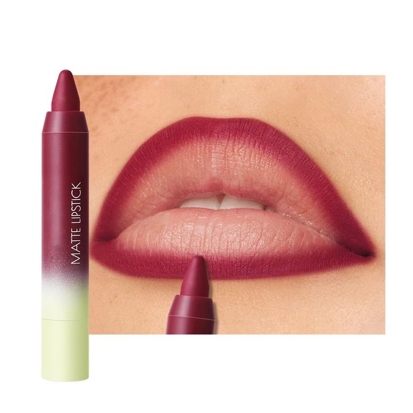 JUAAZIN Matte Lip Lipstick Crayon Lip Liner Thick Pencil, High-Pigment