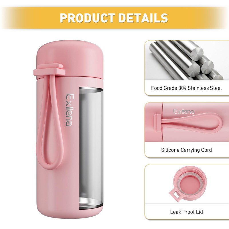Exllena Small Bottle 200ml 304 Stainless Steel Double Wall Vacuum