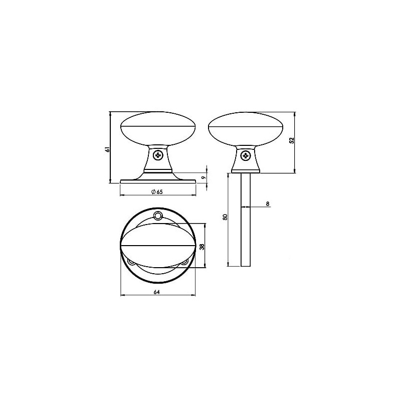 Oval Rim Door Knob Set - Black Antique