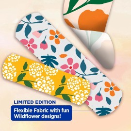 Band-Aid Flexible Fabric Bandages, Wildflower Design, Assorted Sizes, 30 pcs