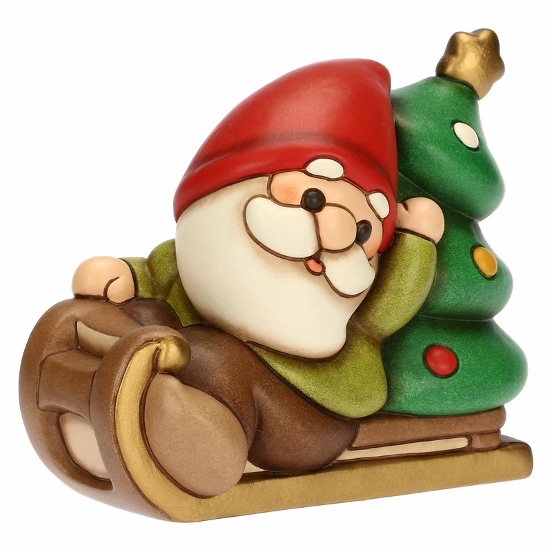 THUN, Oliver Gnome on Sleigh with Tree Made of High-Quality