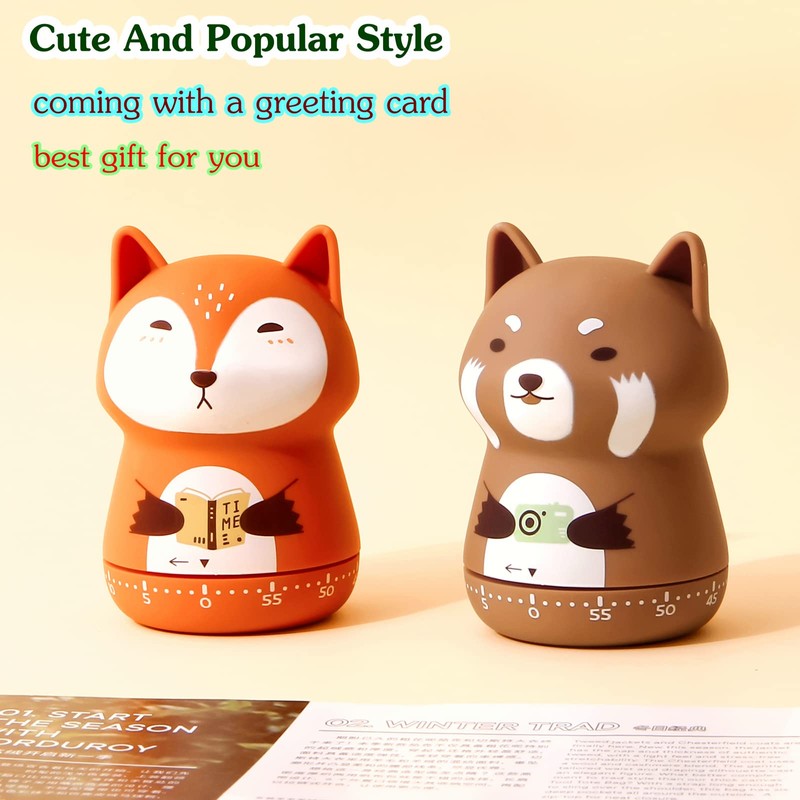 NUOSWEK Mechanical Kitchen Timer, Cute Animal Wind Up 60 Minutes