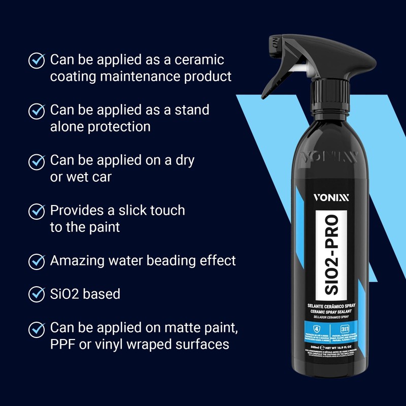 Vonixx SiO2-PRO Ceramic Spray Sealant | Protection for Ceramic-Coated Surfaces