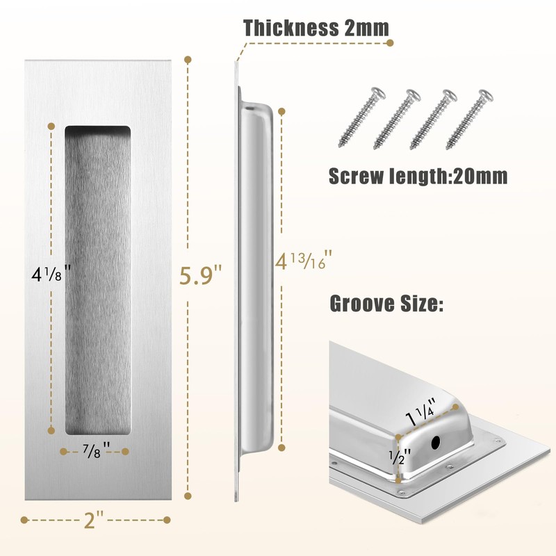 HBL' Pocket Door Handles (Silver)