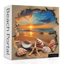 Beach Sunset Puzzles for Adults 1000 Pieces, Ocean Starfish Seashell Jigsaw Puzzles, Vintage Beach Shells Puzzle as Wall Decor