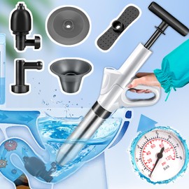 Unclog Toilet Plunger - Drain Clog Remover, High-Pressure Air pump plunger, Drain Blaster with Real-Time Barometer Drain Snake Sink Plunger Plumbing Tools, Plungers for Bathroom, Toilet unclogger