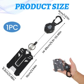 Einziehbarer Ausweishalter mit Karabiner-Schlüsselanhänger, Taktischer ID-Kartenhalter, 31-Zoll-Ausweisrolle, Strapazierfähig und Stilvoll, Großer Stauraum für Karten und Bargeld, Schwarz