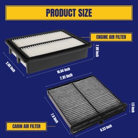 NuFlySic Engine and Cabin Air Filter Fit for Mazda CX-30 2020-2024 for Mazda 3 2019-2024 CX-50 2023 Replace BDGF-61-J6X BDTS61J6X PAJ8-13-3A0A PAH9-13-3A0A (2 Pack)