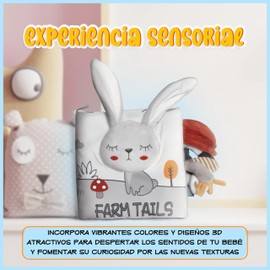 Libro Sensorial para Bebe - Juguetes para Bebe De 0 a 6 Meses, Libro de Tela, Cuentos para Bebes, Estimulacion Temprana, Cuentos para Bebes 0-6 Meses, Resistente Lavable (Negro, Estilo 2)
