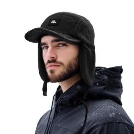 Clakllie Winter Unisex Windproof Bomber Hat Russian Cap Earflap Men Women Warm Hunting Trooper Trapper Hat Ushanka Aviator Hats with Earflaps Chin Strap for Outdoor Fishing Ski Skating Cycling Black