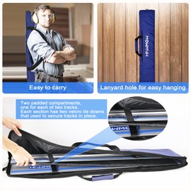 56“ Universal Track Saw Guide Rail Protective Bag for Makita and for Festool, Professional Carry Bag for Transporting Guide Rails and Aaccessories, Up to 58”, Classic Blue