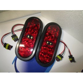 TecNiq 2Pack STTR 6" Oval Grommet Red LED TecNiq Hybrid Reverse Lights RV Truck Trailer