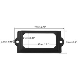 sourcing map Metal Label Holders, 70x33mm 10pcs File Name Card Tag Label Holder Frame for Office Library Drawer Cabinet Shelves, Black