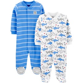 Simple Joys by Carter's - Juego de 2 unidades, algodón, para dormir y jugar, color azul, tiburón, 6-9 meses