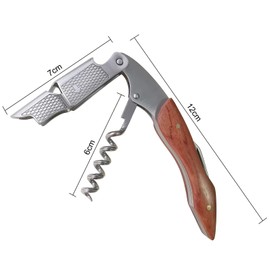 BVEKWVIW Stainless Steel Professional Corkscrew for Bartenders, Bar Restaurant Waiters, Sommelier, Bottle Opener, 3-in-1 Wine Key Tool With Foil Cutter & Dual Hinge Fulcrum (Naturalwood)