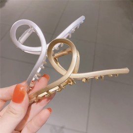 Cubahop Vintage Large Hair Claw Clips Strong Hold Hair Jaw Clips Metal Claw Clips Clamp Hair Clips Hair Accessories for Women Thick Hair, 2Pcs