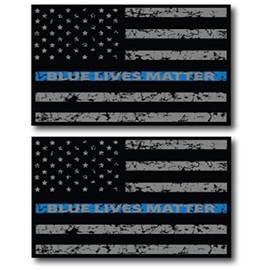 Magnet Me Up Thin Blue Line Distressed Blue Lives Matter American Flag Magnet Decal, 3x5 Inches, 2 Pack, Heavy Duty Automotive Magnet for Car Truck SUV